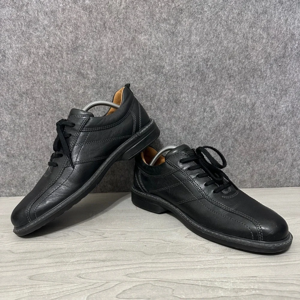 ECCO Fusion Oxford Mens 43 US‎ 9-9.5 Black Leather Plain Toe Lace Up Shoes